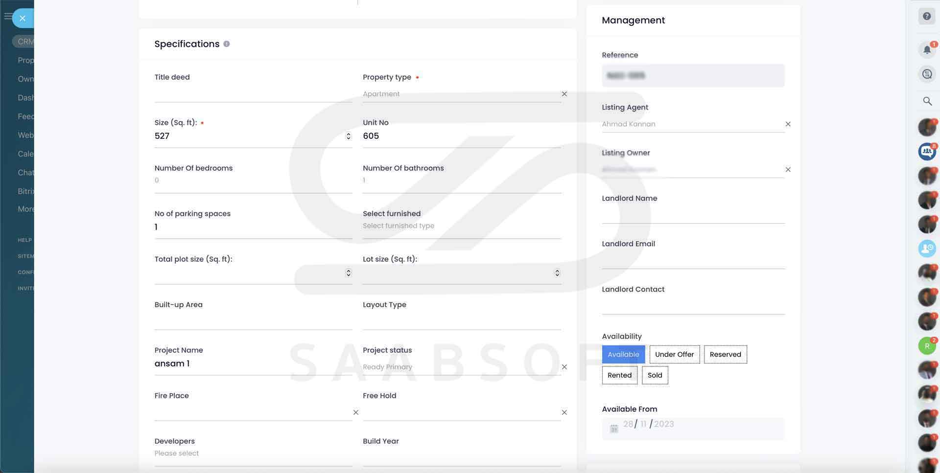 Real Estate Property Listing and Property Management in Bitrix24 by Saabsoft