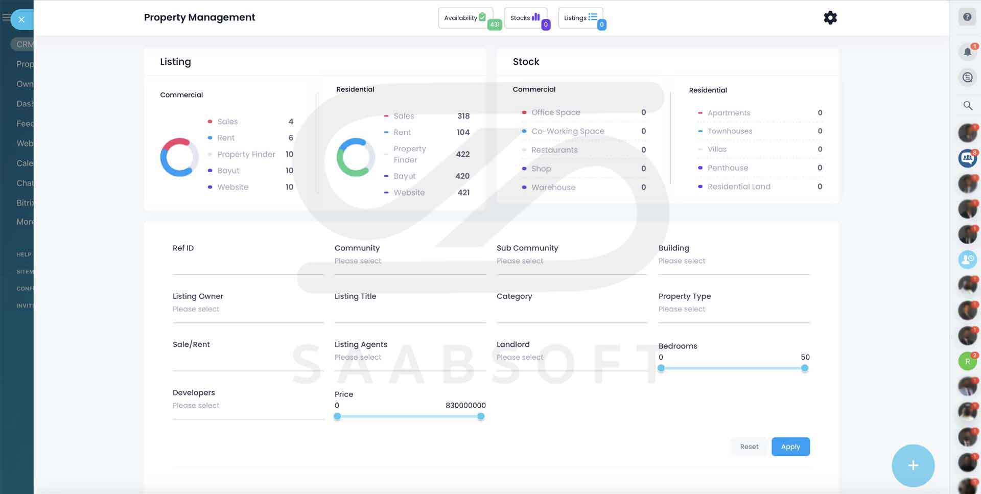 Real Estate Property Listing Application in Bitrix24 by Saabsoft